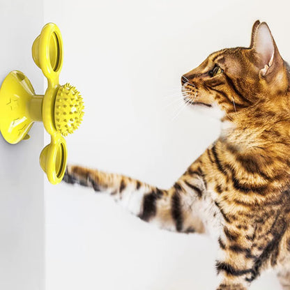 Multifunctional Cat Toy with Glowing Ball & Catnip, Suction Cup Design, Interactive Play & Teeth Massage